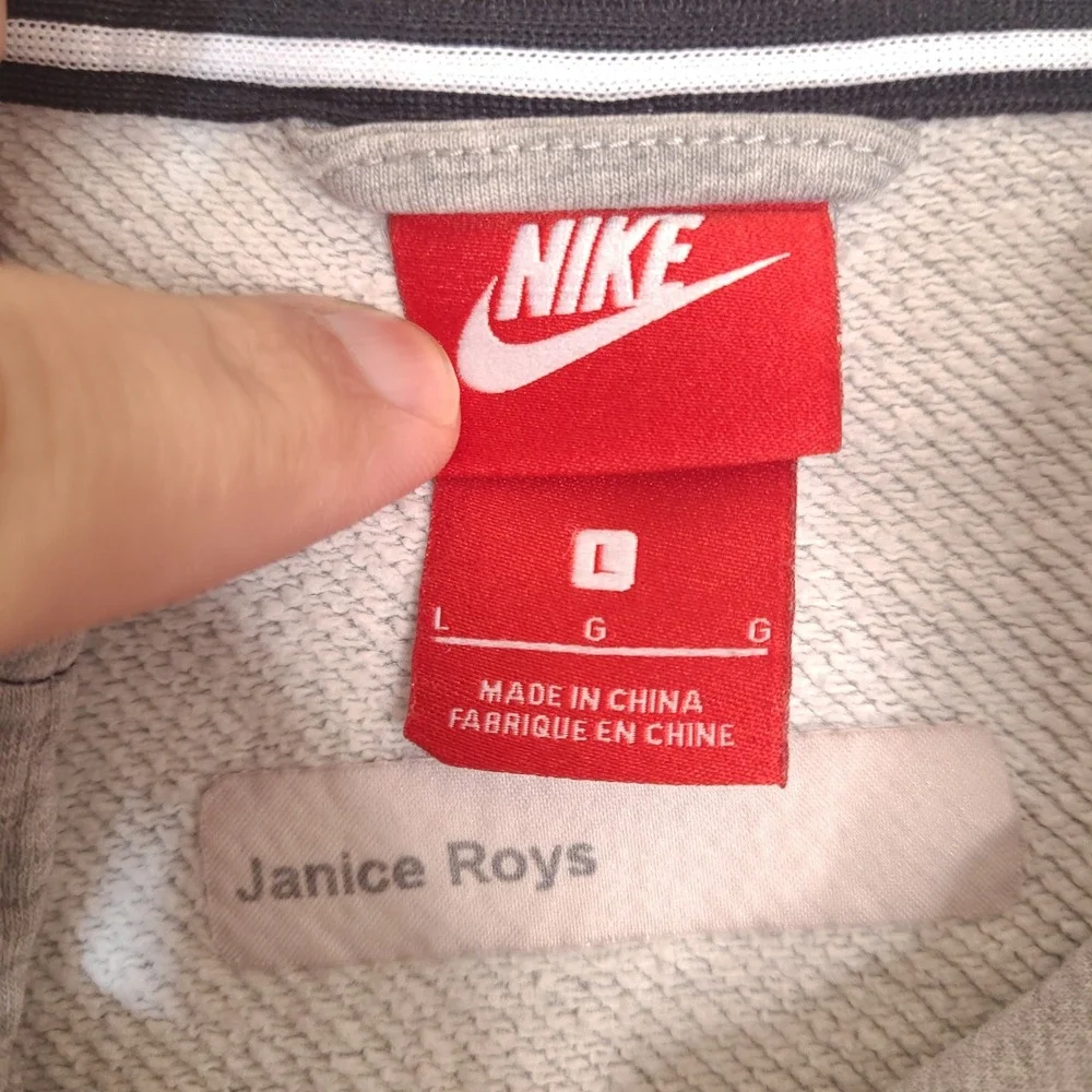 Nike Sweatshirt Jacket‎ Womens Large Gray Pinwheel Colorful Snap Button